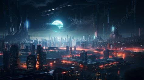 Futuristic Sci Fi Night City Background Future Sci Fi City Night