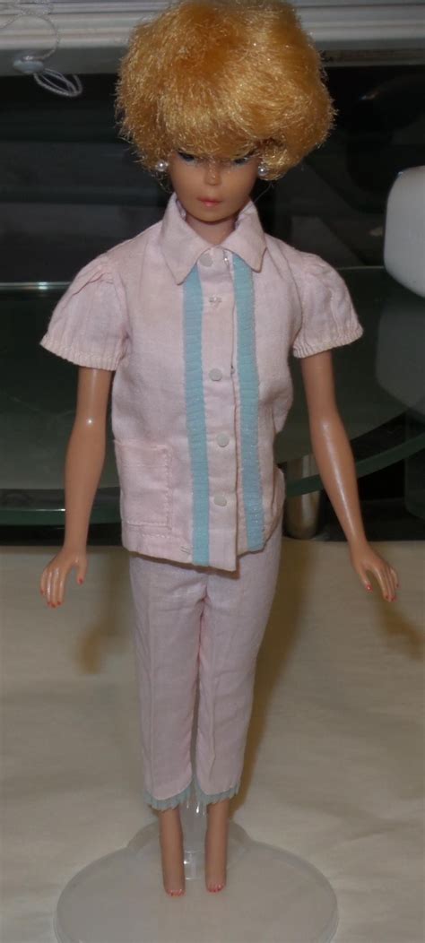 Vintage Barbie Pajama Party Outfit In Pink With Blue Trim Pajama