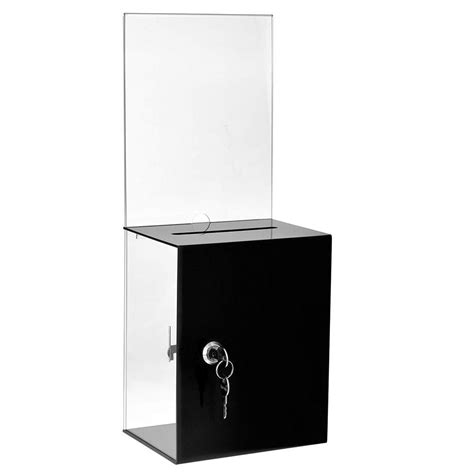 Arcylic Donation Box Suggestion Box My Charity Boxes Black With Sliding