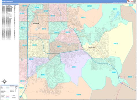 Henderson Nevada Wall Map Color Cast Style By Marketmaps Mapsales