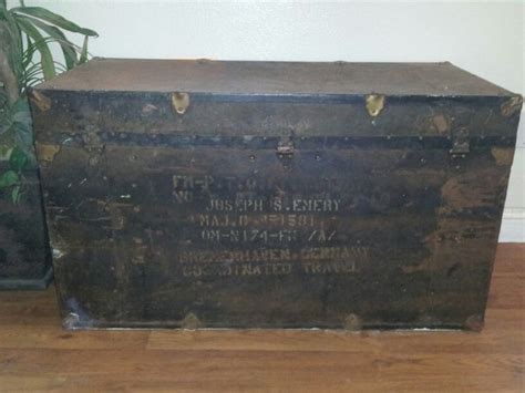Vintage Army Steamers Trunk Marked With Majors Deployment From Fort