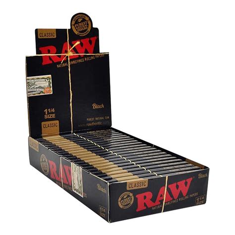 Raw Black 1 1/4 Natural Rolling Papers | Thinnest Raw Papers