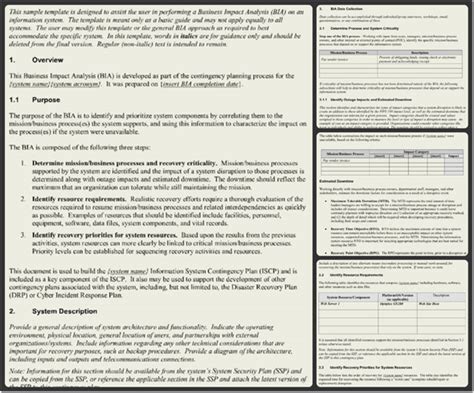 business impact analysis template word  format