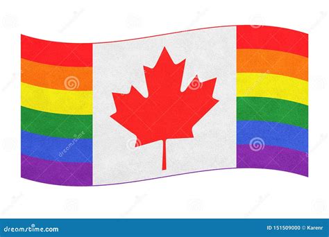 Canadian Pride Striped Rainbow Color Waved Flag Stock Illustration