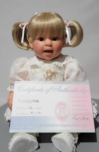 Nib Lee Middleton Doll Tickled Pink Signed By Reva Schick W Coa