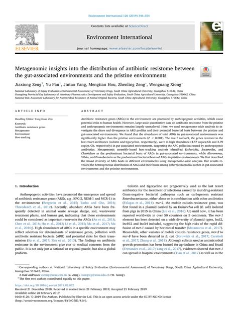 Pdf Metagenomic Insights Into The Distribution Of Antibiotic Resistome Between The Gut