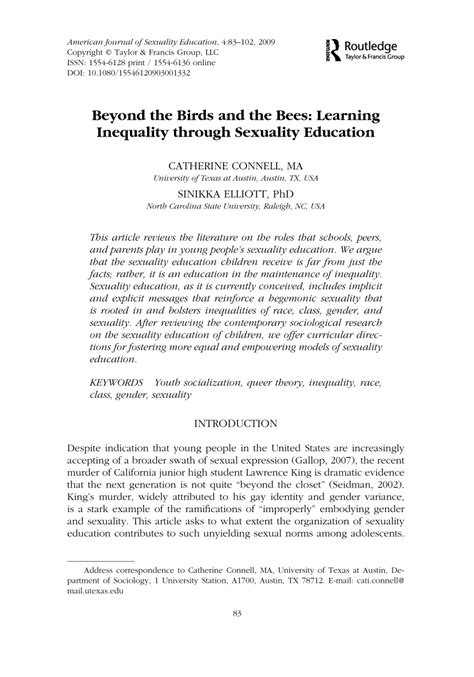 Pdf Beyond The Birds And The Bees Learning Inequality Through Sexuality Education