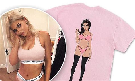 kylie jenner debuts new tee featuring herself in bra and panties daily mail online