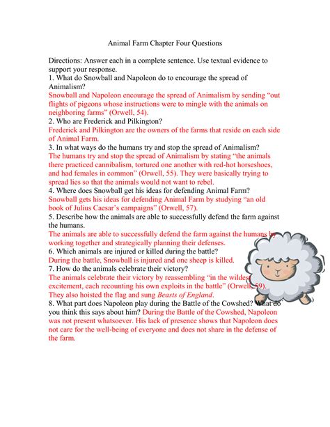 Animal Farm Study Guide Answers Chapter 1 3 Study Poster