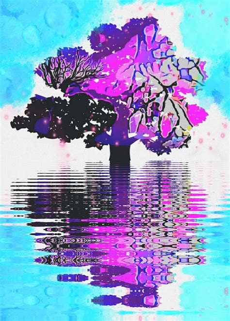 Tree Reflection Color Splash Abstract Digital Art By Silver Pixie