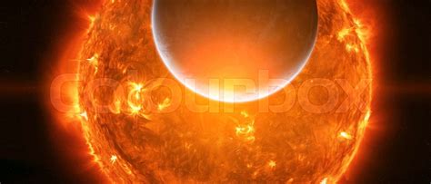 Exploding Sun In Space Close To Planet Earth Stock Image Colourbox