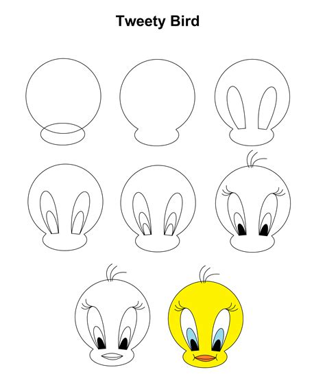 Tweety Bird Step By Step Tutorial Easy Disney Drawings Easy Cartoon