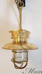 Hanging Nautical Brass Lamp With Rod Mayer Antiques Collectibles
