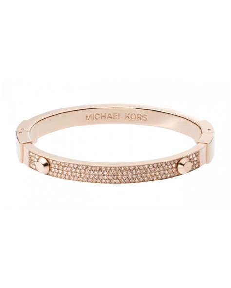 Michael Kors Rose Gold Tone Crystal Pave Studded Astor Bracelet Mkj2747