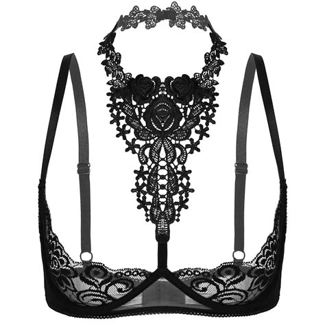 Erotic Lingerie Bras Top For Sexy Womens See Through Floral Lace