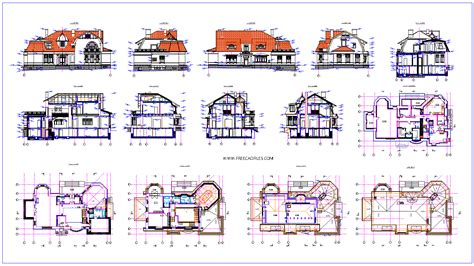 Villa Plans Elevations And Sections Dwg