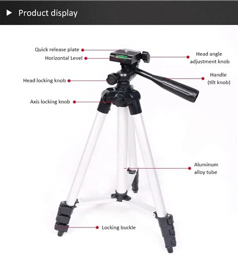 3110 Lightweight Aluminum Alloy Tripod With Phone Holder Suit For Phone