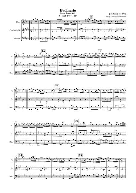 Badinerie By Js Bach For Easy Piano Free Music Sheet