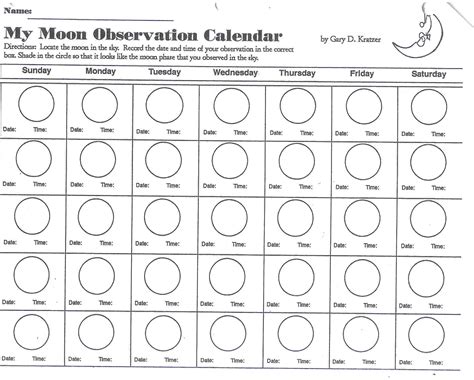 Calendar Worksheets Kids Calendar Moon Phase Calendar
