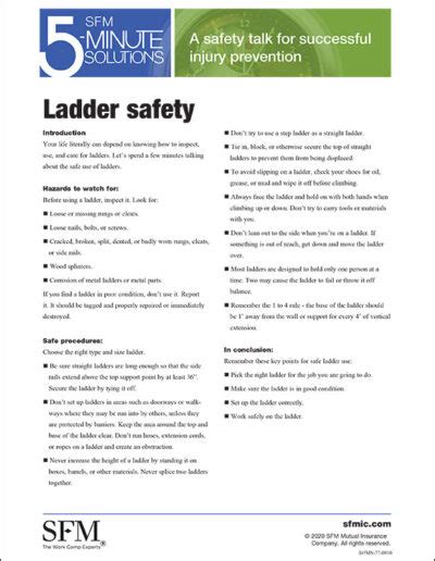 Five Min Ladder Safety Sfm Mutual Insurance