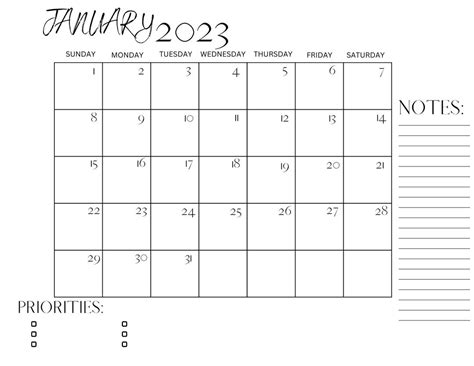Simple 2023 Monthly Calendars Etsy