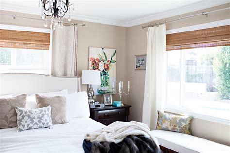 Complete the look of your room by dressing your window in the perfect set of window blinds and shades from bed bath & beyond. bedroom, upholstered bed, bamboo blinds, window seat (With ...