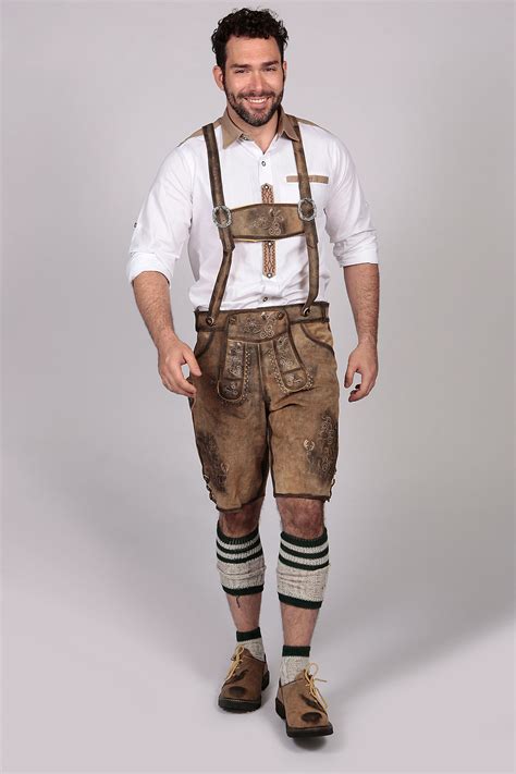 Bequem Und Schick Oktoberfest Authentic Bavarian Lederhosen Suede Leather With Suspender Short