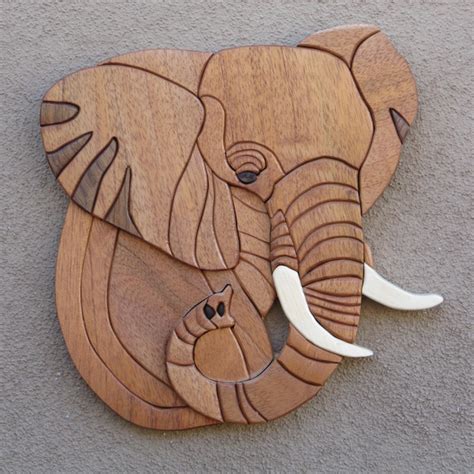 Elephant Intarsia Etsy