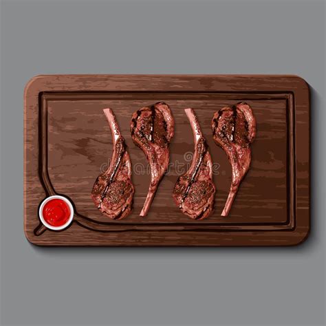 Realistic Wooden Cutting Board Meat Stock Vector Illustration Of Background Empty