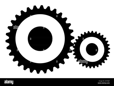 Two Black And White Gears Rotating Conceptual Illustration Stock Photo