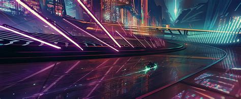 Hd Wallpaper Assorted Color Neon Lights Cyberpunk Road