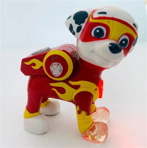Paw Patrol Mighty Pups Marshall Light Up Badge Action Figure Red Spin