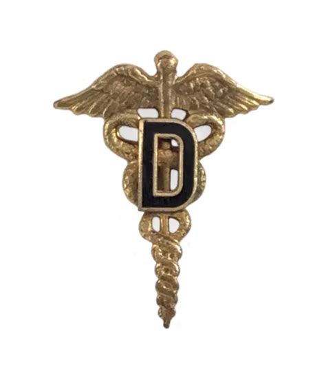 Ww2 Us Army Dental Corps D Caduceus Enamel Collar Insignia Ae Co