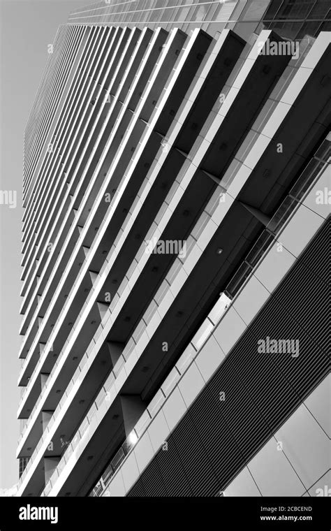 Perspective Of High Rise Apartment Building Black And White