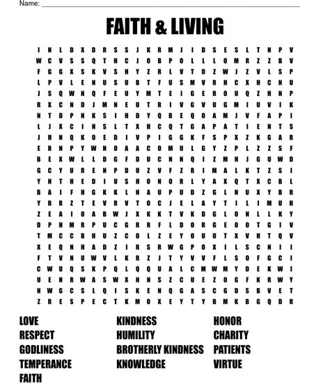 Faith And Living Word Search Wordmint
