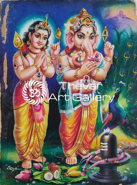 Artist Raja Vintage Painting Ganesha Murugan Thevar Art Gallery