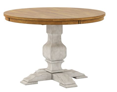 Arbor Hill Two Tone Round Pedestal Base Dining Table Antique White