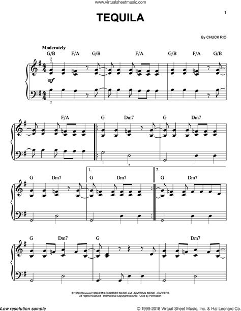 Tequila Sheet Music Beginner For Piano Solo Pdf Interactive