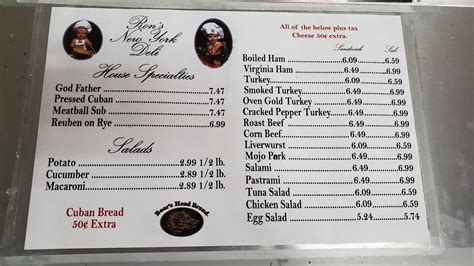 Menu At New York Deli Zephyrhills State Rd Ste 54