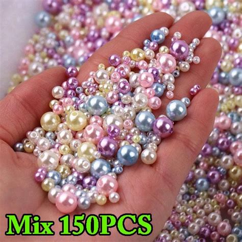 Buy 150 200pcs Colorful Abs Imitation Pearls Mix 3 8mm Round Beads With Holes Diy Bracelet