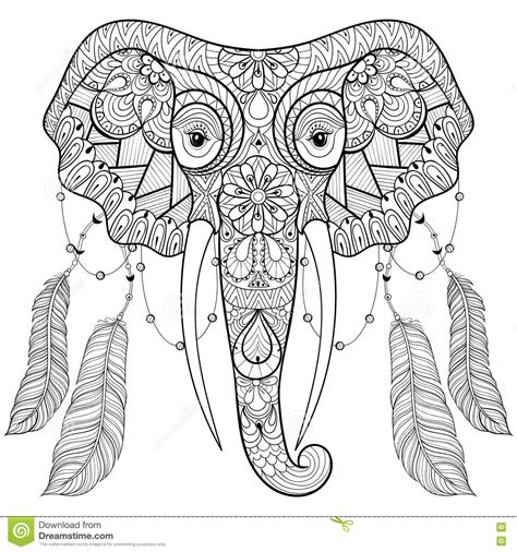 Choosing a selection results in a full page refresh. Zentangle Indian Elephant With Bird Feathers In Boho Chic ...