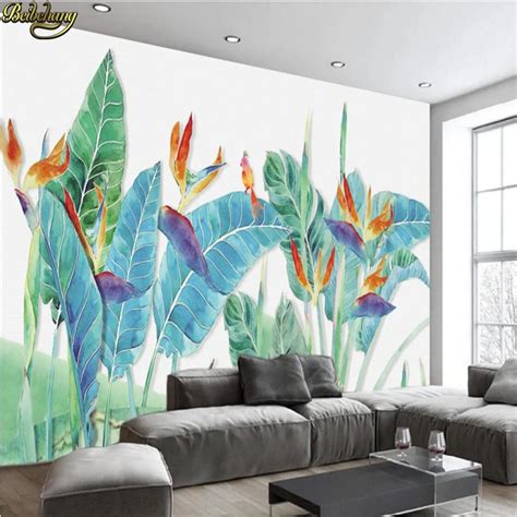 Beibehang Custom Photo Wallpaper Murals Hand Painted Banana Leaves