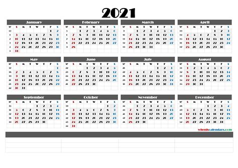 Calendar For Year 2021 With Weeks Numbered Graphics Free Printable