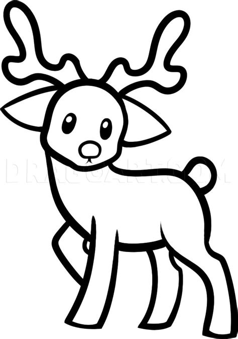 A Cartoon Deer With Antlers On Its Head And Eyes Outlined In Black Ink