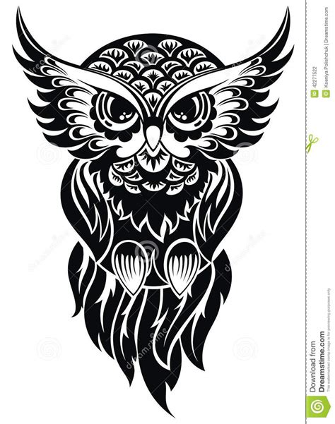 Black and white feminine owl tattoos; Owl. Tattoo design stock vector. Illustration of ...