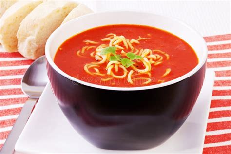 Spicy Mexican Tomato And Noodle Soup Stock Image Image Of Soup Food