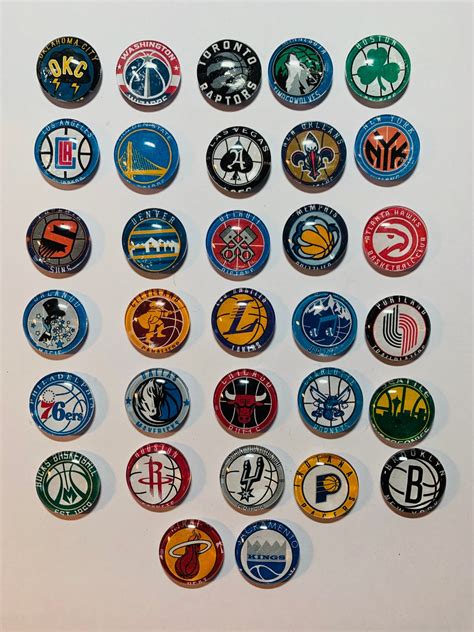 Nba Magnet Set Set Of 32 Nba Glass Magnets 1 Diameter Etsy