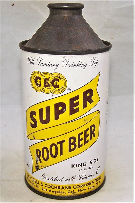 Lot Detail Candc Super Root Beer Cone Top Soda Can