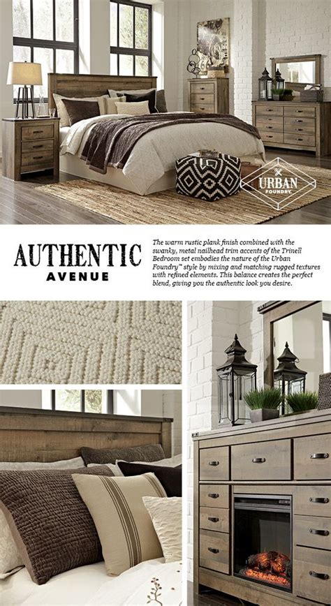 Replicated oak grain with authentic touch. Trinell Bedroom - Bed - Urban Foundry™ - Furniture and ...