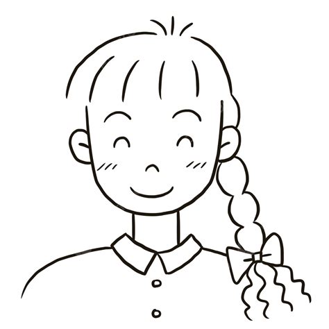 Pigtail Girl Cartoon Doodle Kawaii Anime Coloring Page Cute